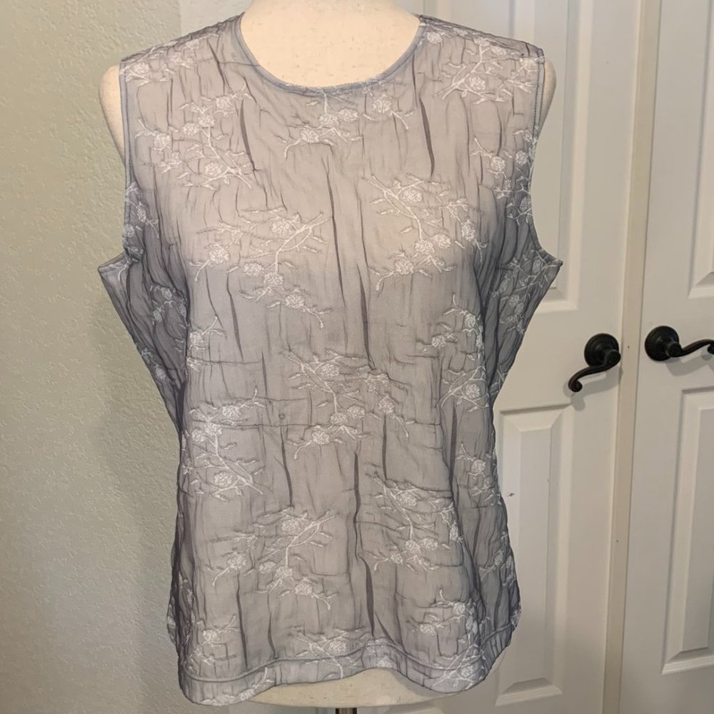 Alfani Tank Top Lace Mesh Gray Size Large Made in Italy VTG